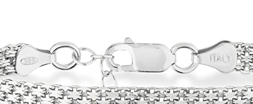 Miabella 925 Sterling Silver Italian 6mm Solid Bismark Mesh Link Chain Bracelet for Women, Made in Italy - style: Length 6.5 Inches + 0.5 Ext. (X-Small)