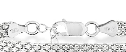 Miabella 925 Sterling Silver Italian 6mm Solid Bismark Mesh Link Chain Bracelet for Women, Made in Italy - style: Length 6.5 Inches + 0.5 Ext. (X-Small)