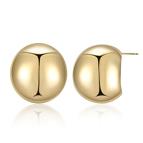 Gold Stud Earrings for Women, Trendy Geometric 14K Gold Plated CZ Crystal Stud Lightweight Hypoallergenic Jewelry for Her - color: Gold Hoop