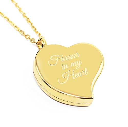 Amour Heart Pill Necklace - Polished Heart Locket with Strong Magnetic Closure - Medication Necklace - Keep Your Medication Securely with You at All Times - 26 Inch Chain - color: Gold - Forever in My Heart