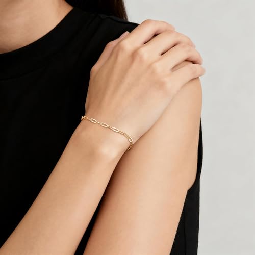MSBLUE® Minimalist Paperclip Chain Bracelet, 6" to 8" Length, Hand Chain Bracelet for Women