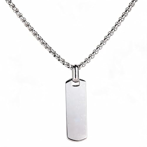 Bar Pendant Necklace for Men & Women, Minimalist Stainless Steel Vertical Bar Chain, Modern Trendy Jewelry with Matte Finish, Simple Pendant Gift for Daily Wear - color: Pendent Silver 1