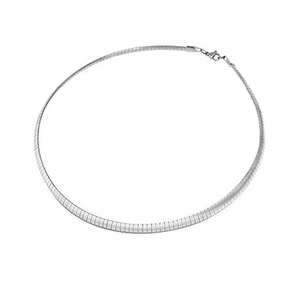 Italian Omega Chain Necklace - color: Silver, size: 6mm