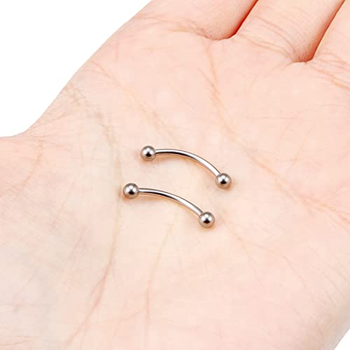 14G 16G Eyebrow Piercing Jewelry G23 Titanium Curved Barbell Eyebrow Ring Vertical Labret Lip Jewelry Rook Daith Earrings Piercing Jewelry for Women Men 6mm 8mm 10mm 12mm 14mm 16mm - color: 16G-12mm