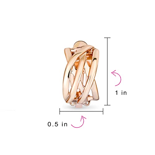 Bling Jewelry Casual Wide Criss Cross Clip On Earrings For Women Lightweight Non Pierced Ears Rhodium Plated Rose Yellow Gold Plated - color: Pink