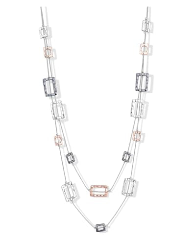 Silver Chunky Statement Necklaces Long Layered Necklaces for Women - color: silver black