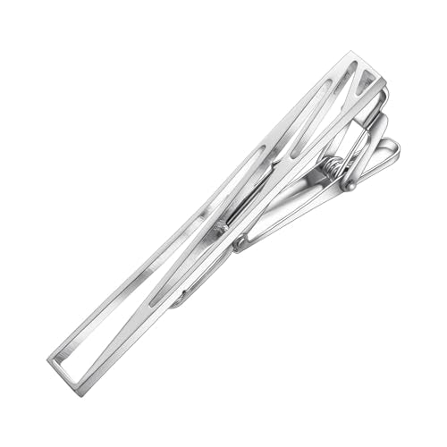 Yoursfs Irregular Hollow Out Tie Clips for Men | Small Square, Silver, Stainless Steel, Personalized Jewelry