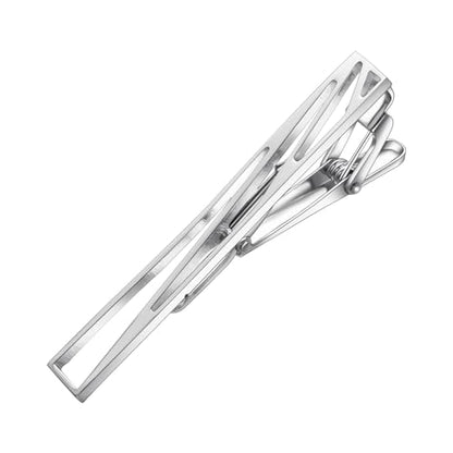 Yoursfs Irregular Hollow Out Tie Clips for Men | Small Square, Silver, Stainless Steel, Personalized Jewelry