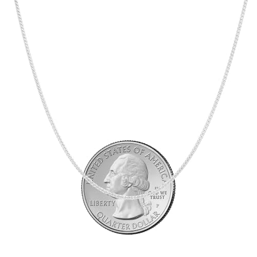 Savlano 925 Sterling Silver 1MM Curb Chain Necklace - 18K Gold Plated Adjustable Bolo 14-24 Inch Link Chain for Women Comes with a Gift Box - Made in Italy - color: Silver