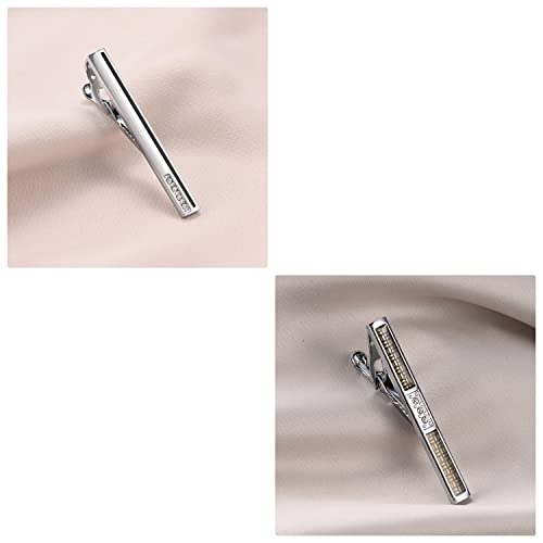wynameleri Tie Pins for Men Silver Black 3 Pcs 10 PCS Short Tie Clip Set 2.3, 2.4 Inch Business Shirt Necktie Pinch for Men - color: T0310003
