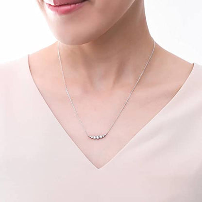 BERRICLE Sterling Silver CZ Cubic Zirconia Pendant Necklace for Women - Cluster, Graduated, Solitaire, Bar, Bubble, East-West Designs - style: Classic Cluster