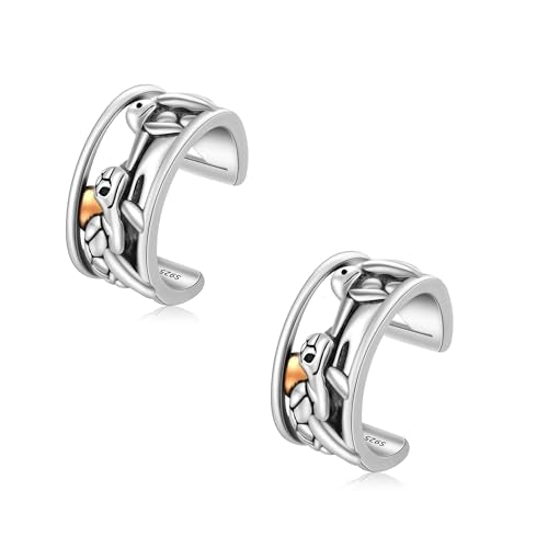 CHIC & ARTSY 925 Sterling Silver Ear Cuff Earrings Hypoallergenic Whales, Turtle No Piercing Ear Cuffs Earrings Adjustable Clip-on Earrings for Women - style: # Earcuff 1