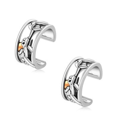 CHIC & ARTSY 925 Sterling Silver Ear Cuff Earrings Hypoallergenic Whales, Turtle No Piercing Ear Cuffs Earrings Adjustable Clip-on Earrings for Women - style: # Earcuff 1