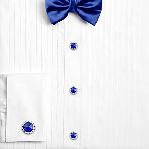 AMITER Crystal Cufflinks and Tuxedo Studs for Men, Cuff Links Suits for Shirt Formal Dress Business Wedding Anniversary - color: Blue