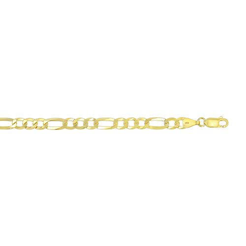 14K Gold or Rhodium Plated Silver Figaro Chain For Men | 1mm-13mm Thick | Solid 925 Figaro Italian Necklaces For Men - style: 5.50MM- Yellow