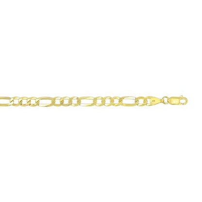 14K Gold or Rhodium Plated Silver Figaro Chain For Men | 1mm-13mm Thick | Solid 925 Figaro Italian Necklaces For Men - style: 5.50MM- Yellow
