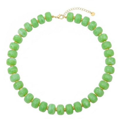 Chunky Colorful Beaded Necklace for Women Boho Summer Statement Resin Choker Necklaces Beach Jewelry Accessories - color: Lime Green