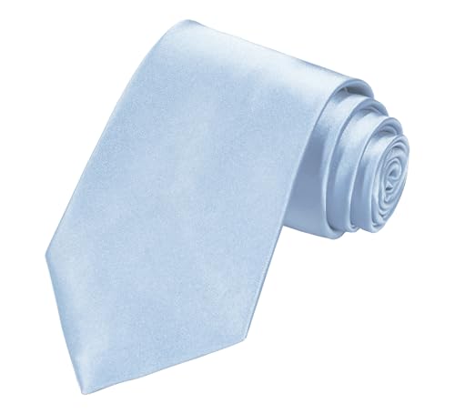 TIE G Solid Satin Woven dyed Color Formal Black Necktie and Pocket Square Sets in Gift Box - color: Baby Blue