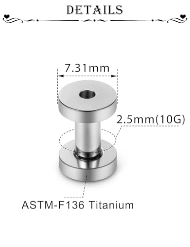 Astm F136 Titanium Ear Gauges Screw Fit Flesh Tunnels Plugs Gauges Earring Expander Stretcher Ear Tunnels For Ears 10G 8G 6G 4G 2G 0G 00G Plug Earrings Body Piercing Jewelry For Women Men - color: 10G Tunnels