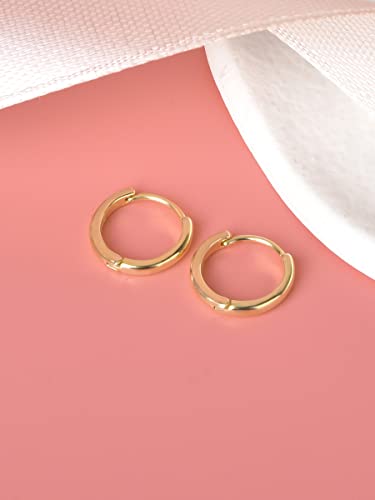 Mini Tiny Huggie Hoop Earrings Top Upper Ear Cartilage Forward Helix Cuff Plain Simple 925 Sterling Silver Gold 9mm 8mm 7mm 6mm 5mm Hoop Earrings - color: Gold-9mm