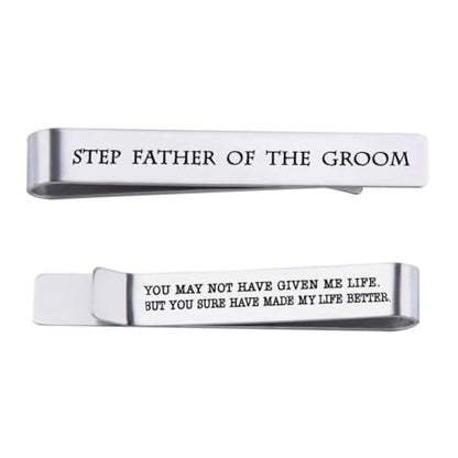 Step Father of The Bride Groom Gifts from Daughter Son, Stepfather of The Groom Bride Tie Clip Gifts for Wedding Day for Dad - style: step father of groom