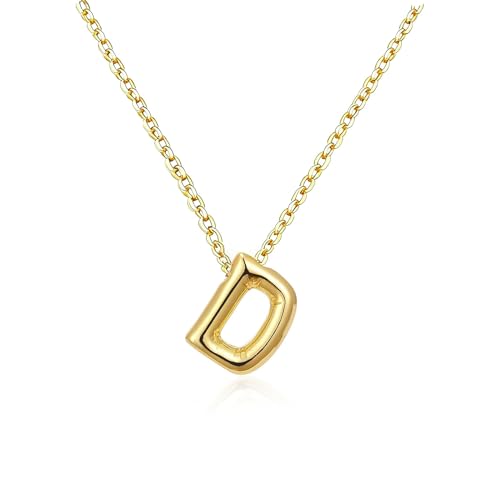 Gold Initial Necklace for Teen Girls Women Letter necklaces Jewelry Gifts | Gifts for Girls Women, Teen Girl Gifts Trendy Stuff, Bubble Letter Pendant Necklace - style: D