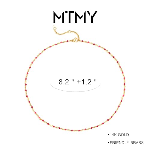 Gold Anklets for Women 14K Gold Plated Tiny Bead Anklet Colorful Tassel Foot Chain Dainty Adjustable Cute Summer Beach Boho Anklets Jewelry Gift - color: crystal rose
