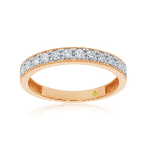Lab Grown Diamond Band | 1/10 - 1 1/2 CTW 10K White, Yellow or Rose Gold | Vintage Inspired Womens Wedding, Promise & Anniversary Ring | Certified GH Color VS SI Clarity by Gemmologist - color: Rose Gold, size: 4.5