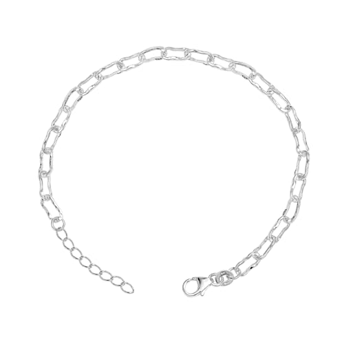 LeCalla 925 Sterling Silver Hammered Link Bracelets for Women | Handmade Bohemian Textured Chain & Oval Link Bracelet | Women's Adjustable Paperclip, Circle & Oval Hammered Bracelets - color: Paperclip Link