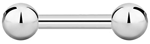 Forbidden Body Jewelry nipple barbell, nipple bars, silver nipplerings piercing Surgical Steel 8g - 18g Straight Barbell Body Jewelry (Sold Individually) - style: 16G 6mm (1/4") 3mm Balls