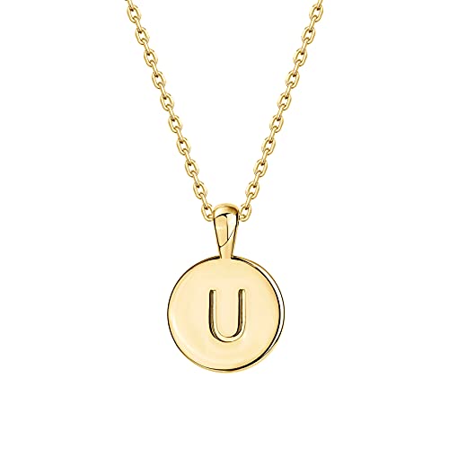 PAVOI Initial Necklace for Women, 14K Gold Plated Alphabet Letter Pendant | Letter Necklace for Women, Name Necklace, Necklace with Initials - style: - U