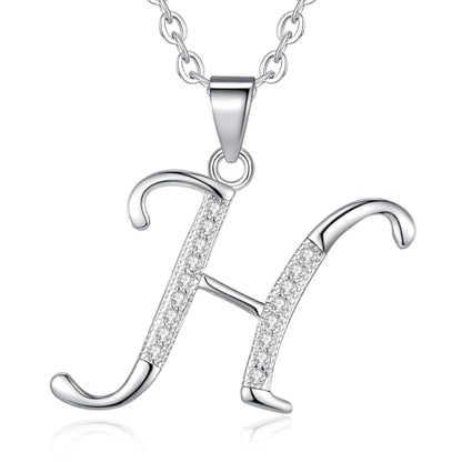 VIKI LYNN Dainty Initial Letter Pendant Necklace for Women | Cubic Zirconia Initial Jewelry, Personalized Letter Necklace, Dainty Women Jewelry, Birthday Gift Idea for Her, Mom and Wife - color: Silver, style: Silver-H