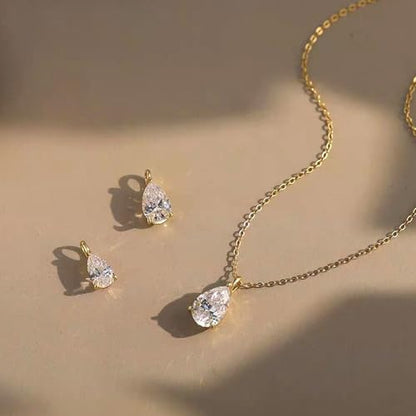 Zeffy Diamond Necklaces for Women, Dainty Gold Necklace 18k Gold Plated Layered Necklaces Simple Gold CZ Diamond Pendant Necklaces for Women Trendy Jewelry Gifts for Girls - color: Gold Teardrop Diamond Necklaces