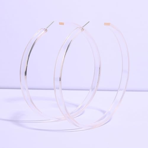 Colorful Big Hoop Earring Acrylic Open Large Hoop Earrings C Shape Trendy Chunky Earrings 80s 90s Retro Lightweight Statement Ear Jewelry Earring For Women - color: 9cm Pink