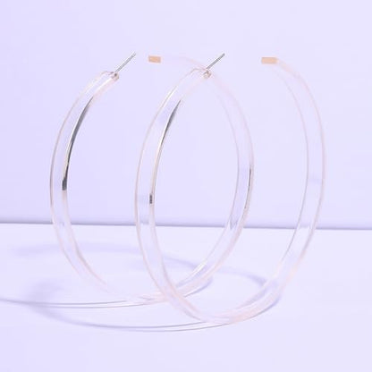 Colorful Big Hoop Earring Acrylic Open Large Hoop Earrings C Shape Trendy Chunky Earrings 80s 90s Retro Lightweight Statement Ear Jewelry Earring For Women - color: 9cm Pink