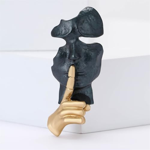 Gold Mask Enamel Lapel Brooch Pin for Women Men Abstract Art Enamel Brooch Silence is Thinker Badge Pin Accessories for Lapel Backpack Jacket Hat Bag - color: Black