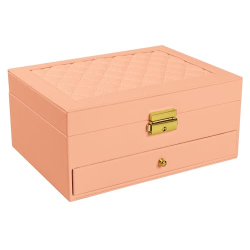coobest Jewelry Box, 2 Layer Jewelry Organizer with Velvet Earring Organizer, Jewelry Holder Organizer Travel, White Jewelry Boxes for Women, Jewelry Boxes & Organizers for Girls, pink - color: Pink, size: 2 Layer