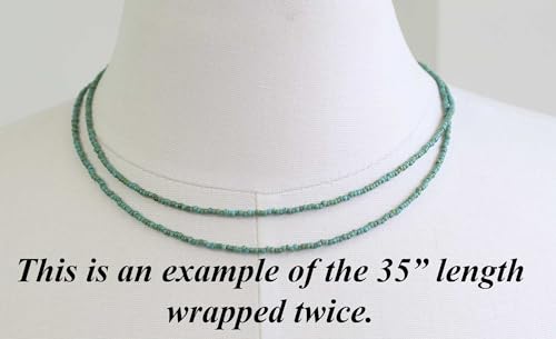Turquoise Picasso Seed Bead Necklace, Thin 1.5mm Single Strand | Dainty Layering Necklace, Choker to Long Lengths, Made to Order