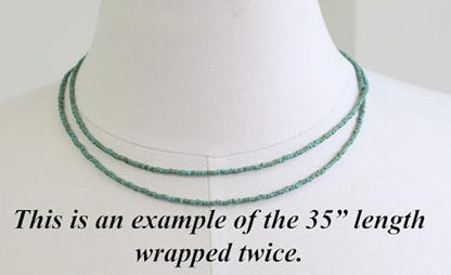 Turquoise Picasso Seed Bead Necklace, Thin 1.5mm Single Strand | Dainty Layering Necklace, Choker to Long Lengths, Made to Order