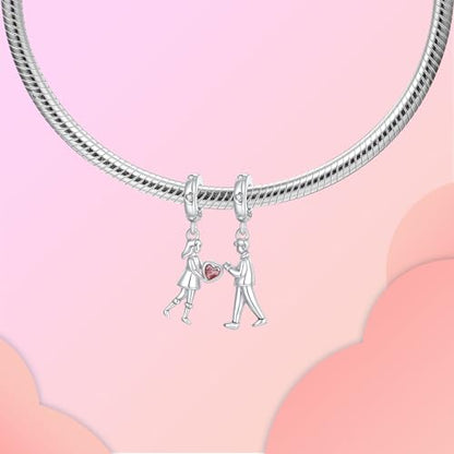 Family Love Mother Daughter Grandma Charm 925 Sterling Silver fits Bracelets Necklace Pendant Bead Charms Jewelry Gift for Women Family Friends - color: Forever Lovers Charms