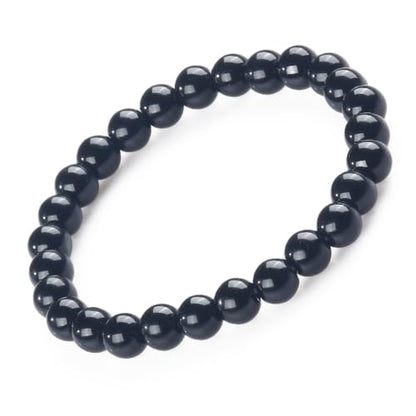 8mm Beaded Bracelets for Women, Natural Crystal Gemstone Energy Bracelets - color: Black Onyx