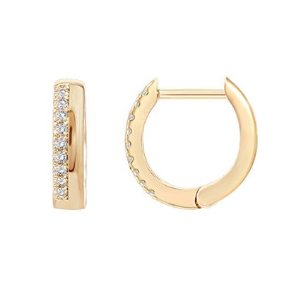 PAVOI 14K Gold Plated Cubic Zirconia Huggie Hoop Earrings for Women - 925 Sterling Silver Posts Small Round Huggies Stud Earrings for Women - style: Line