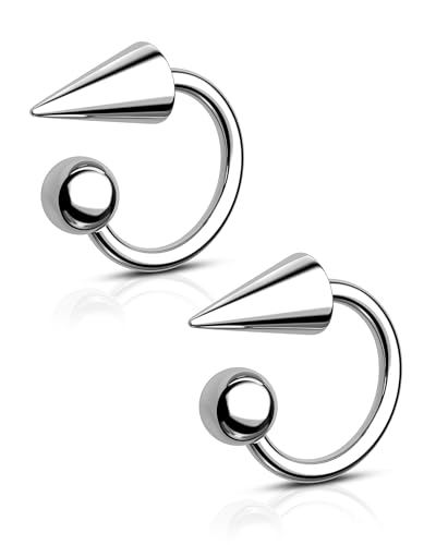 G23 Titanium Lip Rings Surgical Steel Snake Bite Lip Jewelry 16g Spike Labret Rings 8mm 10mm 12mm Horseshoe Conch Hoop Earrings 16 Gauge Conch Piercing Jewelry - size: 8mm+2 pieces