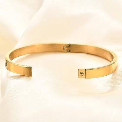MYNENEY Womens Bracelets Stainless Steel Pave Cubic Zironia Stackable - color: 6mm-3 Crystal Gold, size: 7 Inch