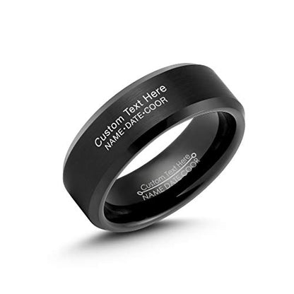 LerchPhi Engraved Custom Tungsten Rings For Men Wedding Band Personalized Titanium Promise Ring for Him Black/Red/Green/Purple/Blue Beveled Edge Szie 6 to 16 - color: Custom - 8MM Tungsten