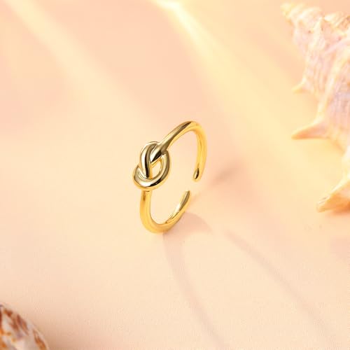 FASACCO 14k Gold Fillled Toe Rings for Women Non Tarnish, Dainty Hug CZ Band Toe Rings Gold Adjustable Open Toe Ring Summer Beach Foot Jewelry for Women - style: knot