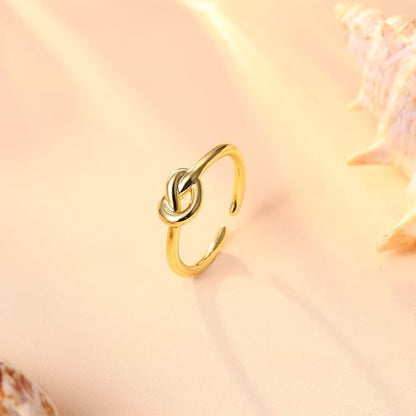 FASACCO 14k Gold Fillled Toe Rings for Women Non Tarnish, Dainty Hug CZ Band Toe Rings Gold Adjustable Open Toe Ring Summer Beach Foot Jewelry for Women - style: knot