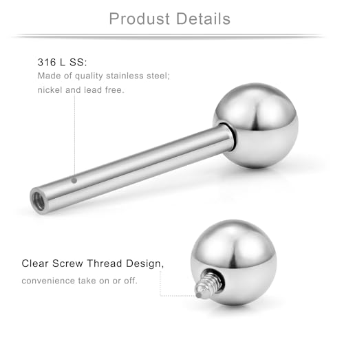 Stainless Steel Internally Threaded Tongue Nipple Shield Barbell Ring Bar Body Piercing Retainer 14G