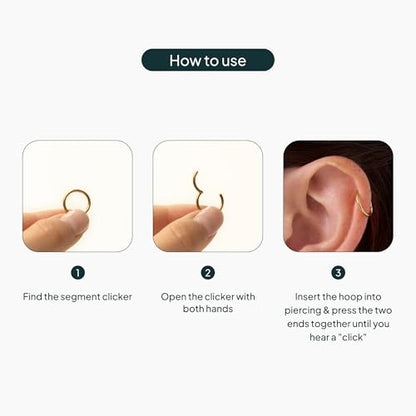 PAVOI Clicker Hoop Earrings for Women & Men, 14K Gold Plated Hinged Huggies | Hypoallergenic Titanium Piercing Earrings, Piercing Jewelry Cartilage Helix Nose Ring Tragus Rook Septum 16-18-20 Gauges - color: Titanium, size: 20 Gauge 10mm