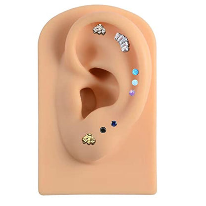 BelezaDosas G23 Titanium Labret Studs Threadless 16G Lip Rook Lobe Tragus Helix Cartilage Push Back Earring Piercing Jewelry - style: 1 pair Sapphire Blue